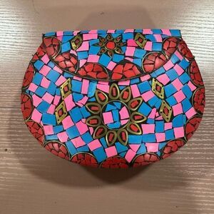 NEW Ramla Mosaic Handmade Bag Pink & Blue with Detachable Chain Strap